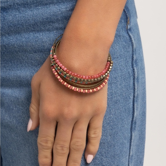 Colorful Beaded Bangle Set - Picture 2 of 2